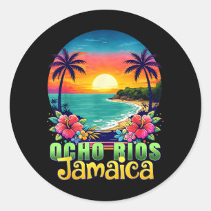 Ocho Rios Jamaica Beach Tropical Sunset Summer Classic Round Sticker
