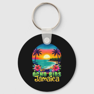 Ocho rios jamaica beach tropical sunset summer key ring