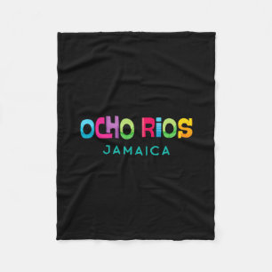 Ocho Rios Jamaica Retro Tropical Design Fleece Blanket