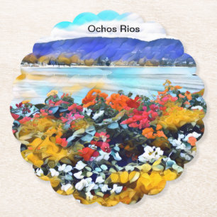 Ochos Rios Neon Pop Art Floral Paper Coaster
