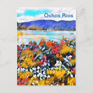 Ochos Rios Neon Pop Art Floral Postcard