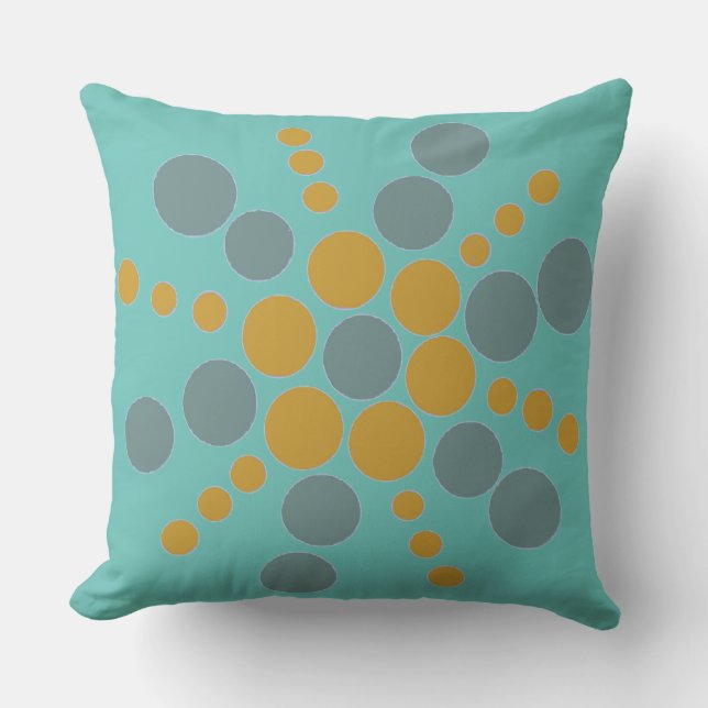 Ochre and blue dotted star on teal cushion (Front)