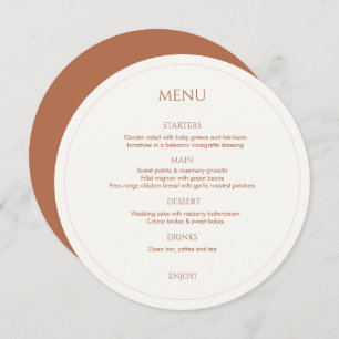 Ochre and Ivory Monogrammed Round Wedding Menu
