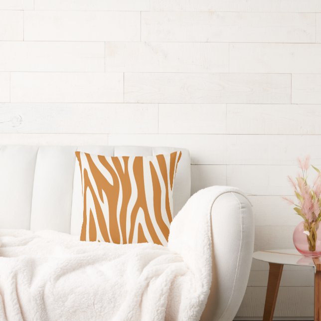 Ochre and Off White Zebra Design Pillow (Couch)