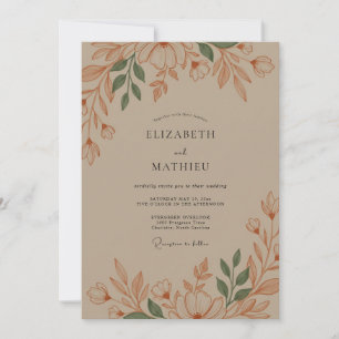 Ochre Blossom Rustic Wedding Invitation