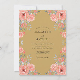Ochre Blush Bloom Wedding Invitation