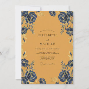 Ochre Bold Floral Wedding Invitation