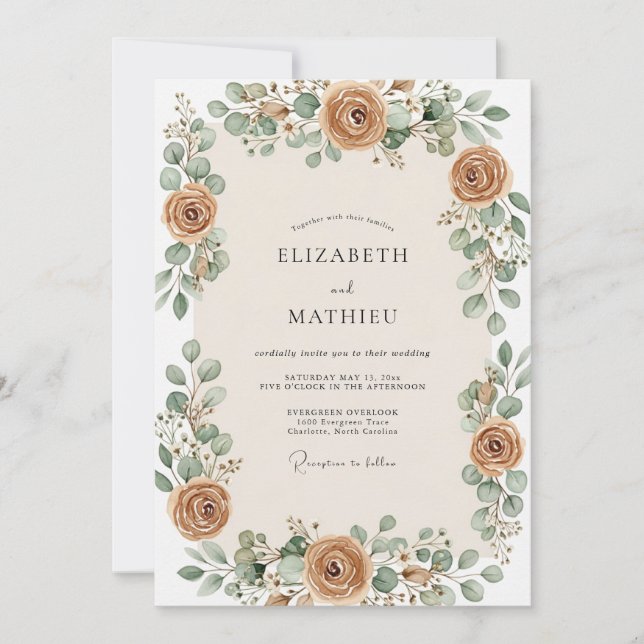 Ochre Bountiful Autumnal Wedding Invitation (Front)