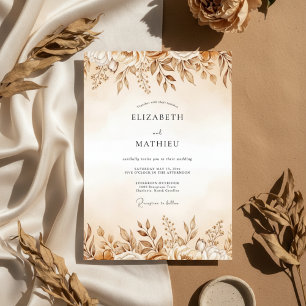 Ochre Ethereal Floral Wedding Invitation
