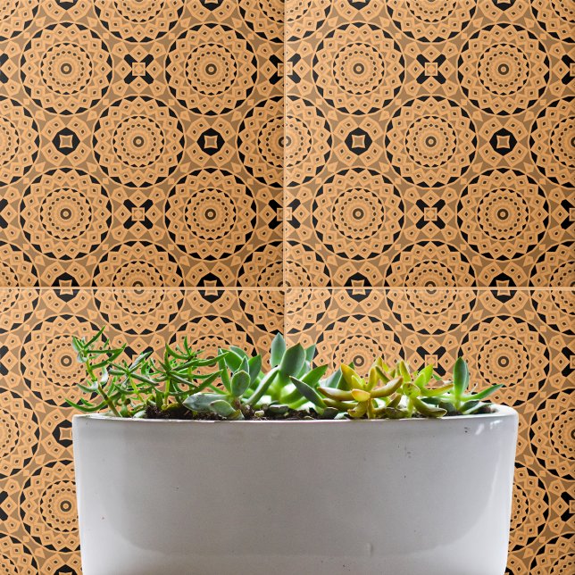Ochre Ethnic Moroccan Boho Chic Mosaic Pattern Ceramic Tile (Creator Uploaded)