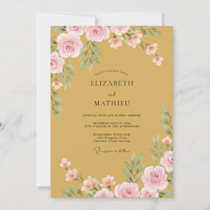 Ochre Exquisite Floral Wedding Invitation
