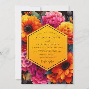 Ochre Floral Bloom Wedding Invitation