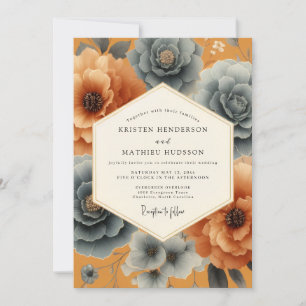 Ochre Floral Elegance Wedding Invitation
