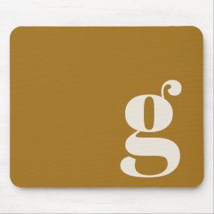 Ochre Gold Minimal Retro Monogram Initial Custom Mouse Pad