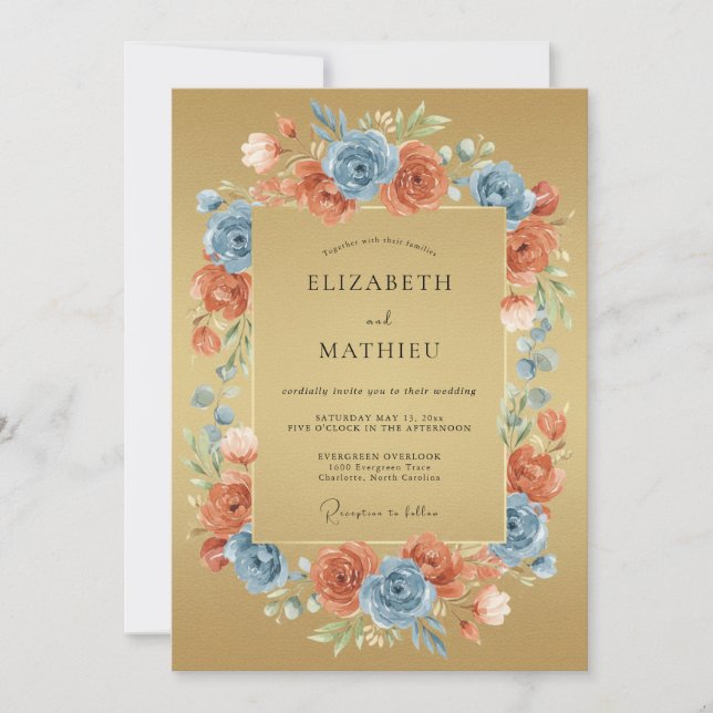 Ochre Graceful Bohemian Wedding Invitation (Front)