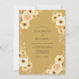 Ochre Honey Blossom Wedding Invitation