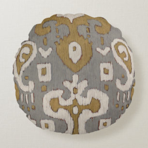 Ochre Ikat I Round Cushion