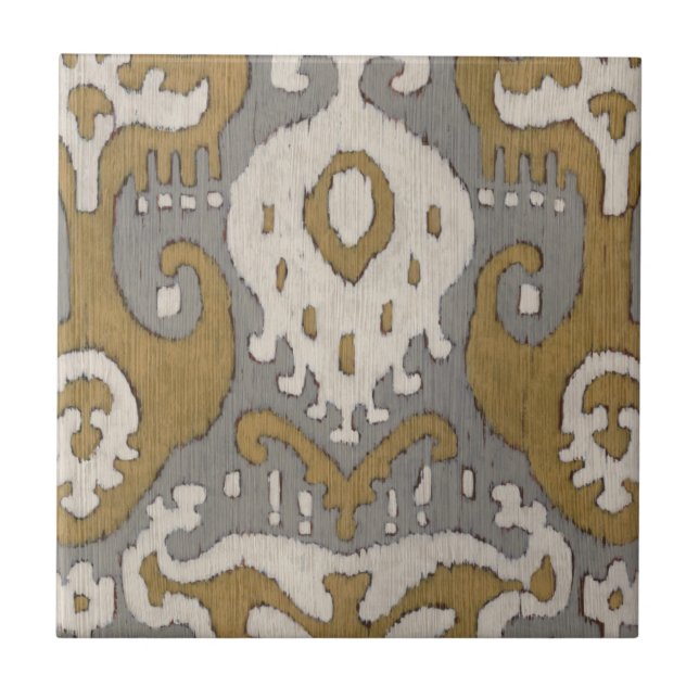 Ochre Ikat II Ceramic Tile (Front)