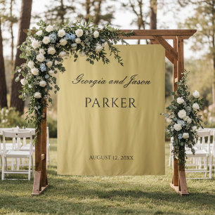 Ochre modern elegant wedding backdrop  tapestry