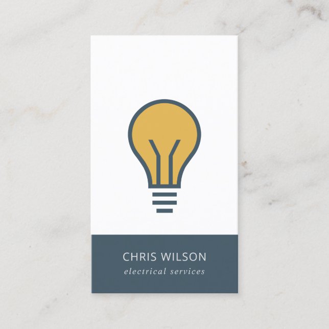 OCHRE NAVY GREY ELECTIC BULB ELECTRICIAN ELECTRIC BUSINESS CARD (Front)