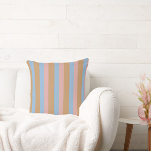 Ochre, Pink & Blue Stripes Cushion