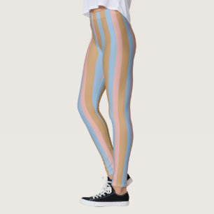 Ochre, Pink & Blue Stripes  Leggings