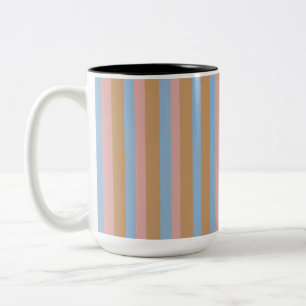 Ochre, Pink & Blue Stripes Two-Tone Coffee Mug