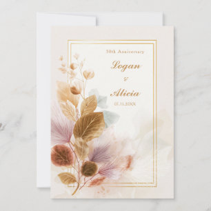Ochre Pink Translucent Botanical Frame Wedding Invitation