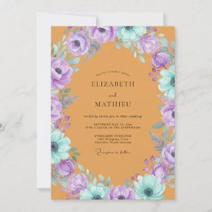 Ochre Purple Anemone Wedding Invitation