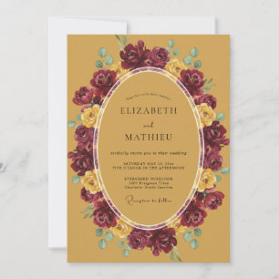 Ochre Rich Floral Romance Wedding Invitation