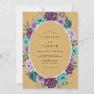 Ochre Romantic Floral Wedding Invitation