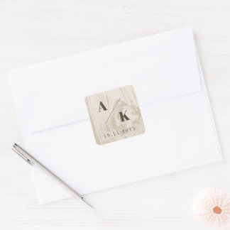 Ochre Rustic Woodgrain Texture Autumn Fall Wedding Square Sticker