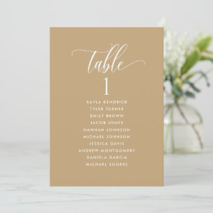 Ochre Tan, Seating Plan Cards with Guest Names