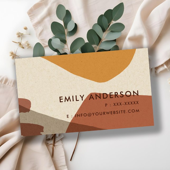 Ochre Terracotta Modern Rustic Abstract Artistic Business Card (Creator Uploaded)