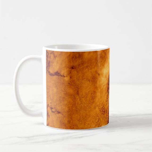 Ochre Tie Dye illustration. Abstract Texture. Dirt Coffee Mug (Left)