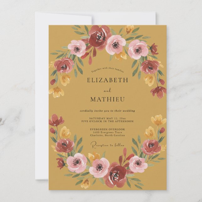 Ochre Vivid Autumnal Wedding Invitation (Front)