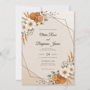 Ochre Wheat Meadow Eucalyptus Wedding Invitation