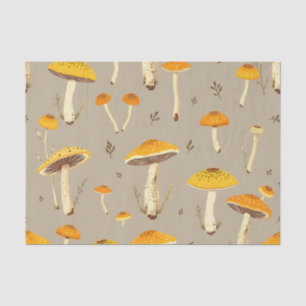Ochre Yellow Mushroom Whimsical Woodland Botanical Tissue Paper