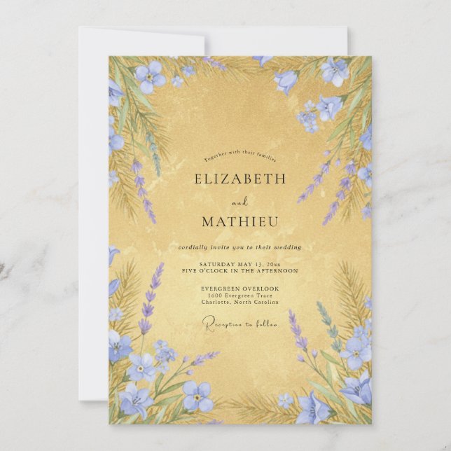 Ochre Yellow Rustic Meadow Wedding Invitation (Front)