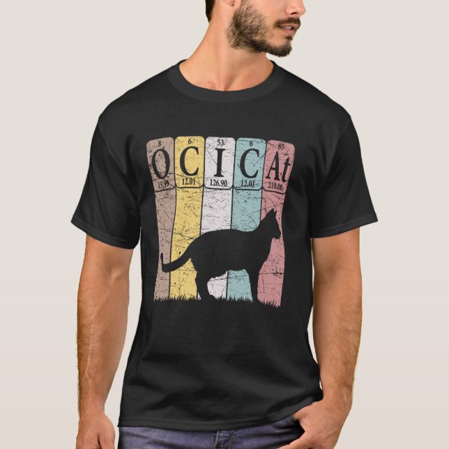 Ocicat Cat Periodic Table Elements T-Shirt (Front)