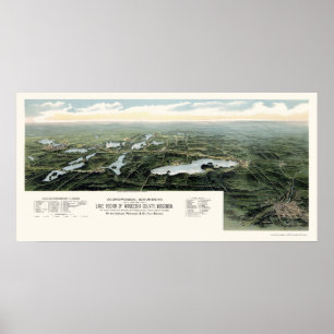 Oconomowoc and Waukesha, WI Panoramic Map - 1890 Poster