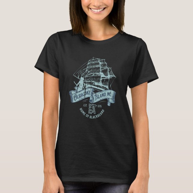 Ocracoke Island North Carolina Est 1715 Nautical P T-Shirt (Front)
