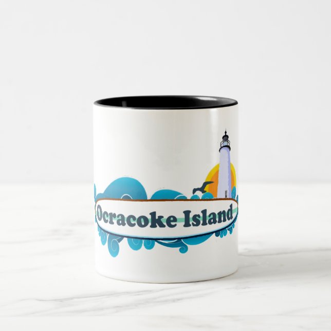 Ocracoke Island. Two-Tone Coffee Mug (Center)