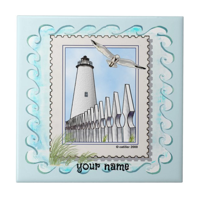 Ocracoke Lighthouse  Ceramic Tile (Front)