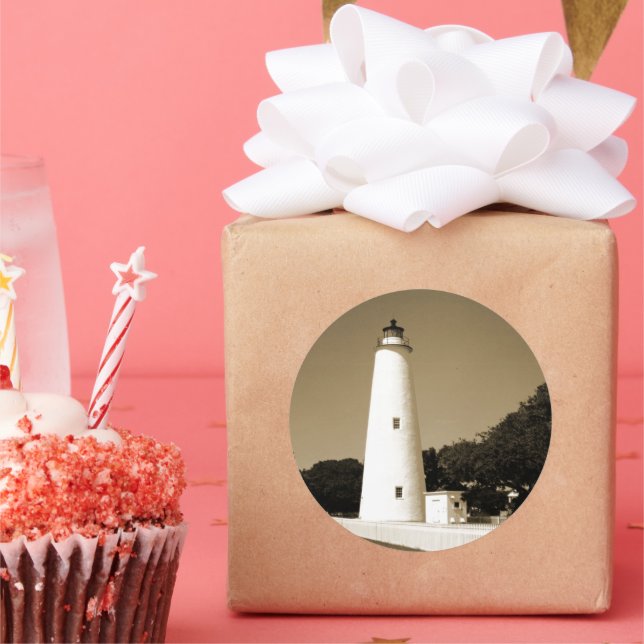 Ocracoke Lighthouse Classic Round Sticker (Party)