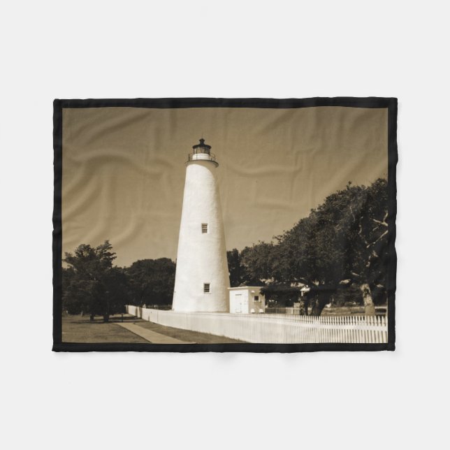 Ocracoke Lighthouse Fleece Blanket (Front (Horizontal))