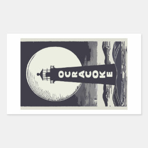 Ocracoke Lighthouse North Carolina Moon Rectangular Sticker