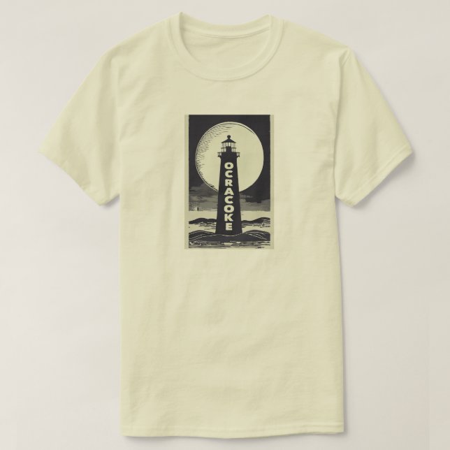 Ocracoke Lighthouse North Carolina Moon T-Shirt (Design Front)