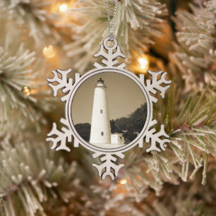 Ocracoke Lighthouse Snowflake Pewter Christmas Ornament