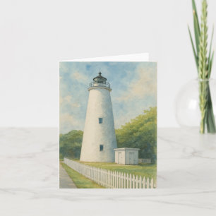 Ocracoke Lighthouse Watercolor Note Card